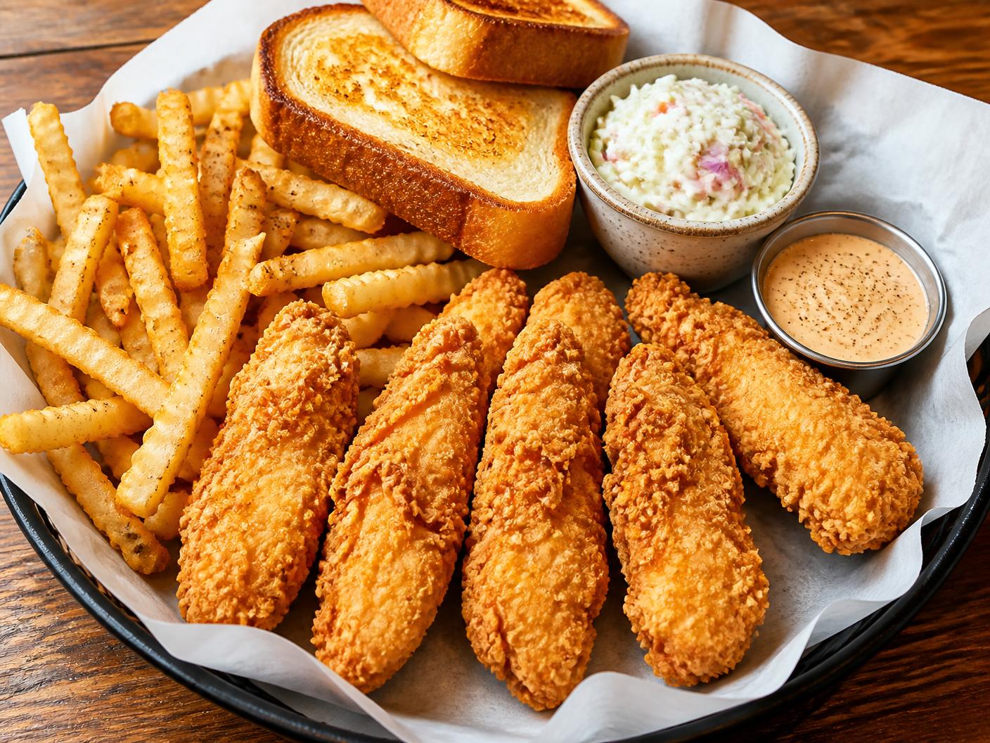 Crispy fried chicken with dipping sauce